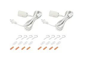 # 21036-2 , One-Light Plug-In Hanging Socket Pendant with White Socket and 12 feet of White Cord and Rotary Switch, 2 Pack
