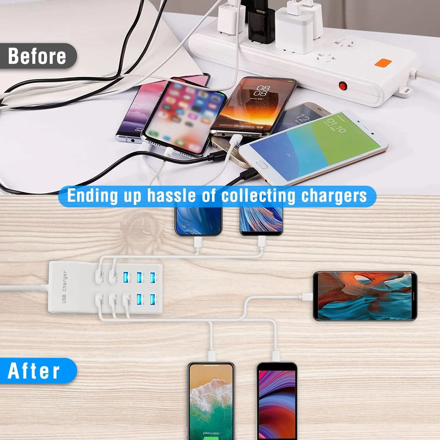 10-Ports 50W USB Wall Fast Charging Power Adapter