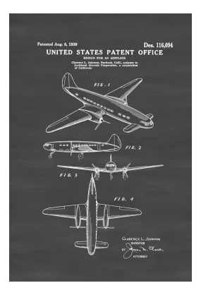 1939 Lockheed Airplane Patent - Vintage Airplane, Airplane Blueprint, Airplane Art, Pilot Gift,  Aircraft Decor, Airplane Poster,