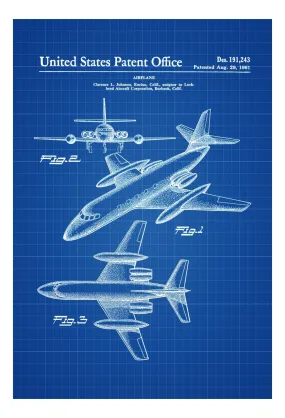 1961 Lockheed Airplane Patent - Vintage Airplane, Airplane Blueprint, Airplane Art, Pilot Gift,  Aircraft Decor, Airplane Poster, Jet