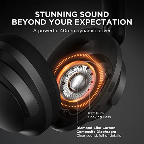 1MORE SonoFlow Active Noise Cancelling Headphones, Bluetooth Headphones with LDAC for Hi-Res Wireless Audio, 70H Playtime, Clear Calls, Preset EQ Via App, Blue