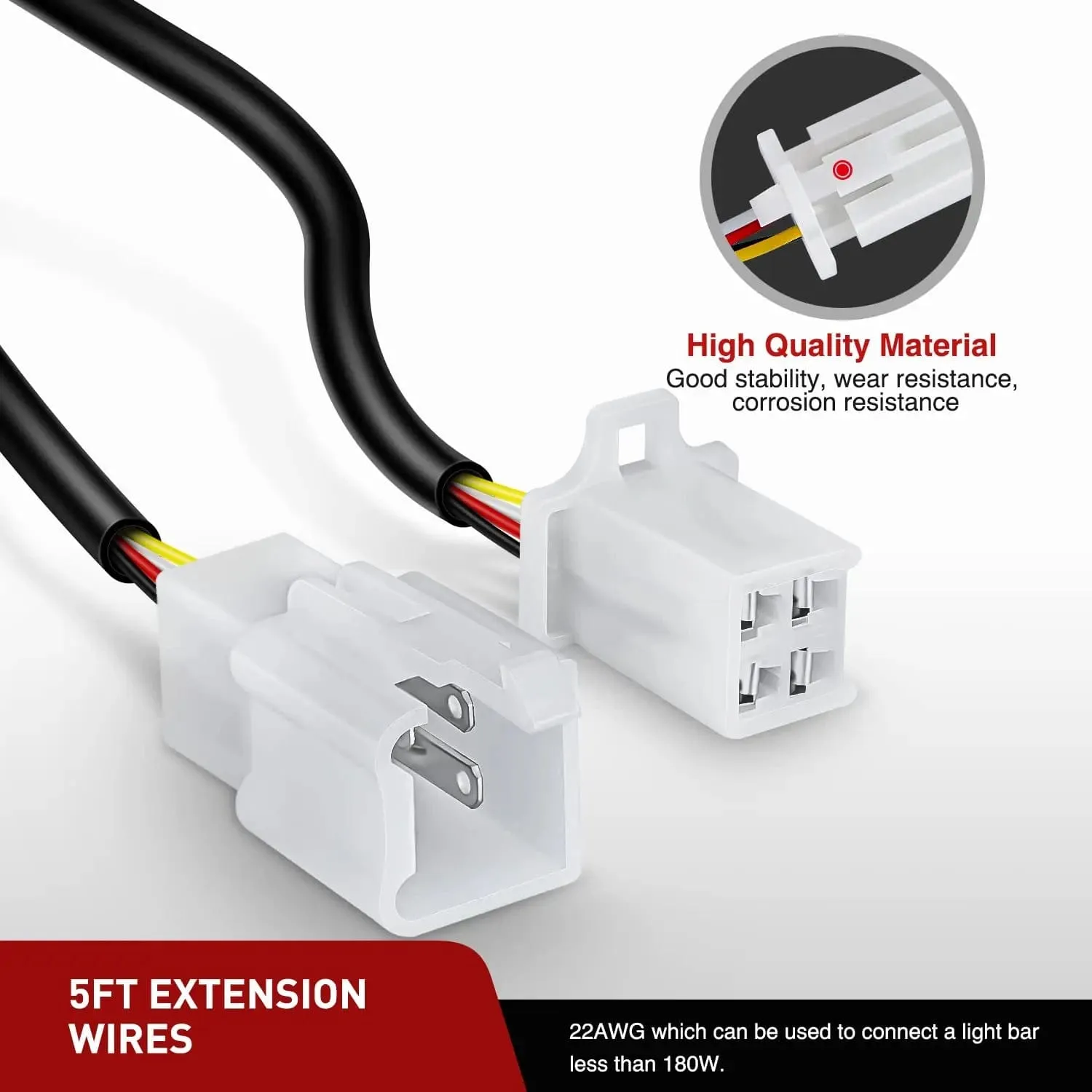 22AWG 5FT Wire Extension Kit For LED Light Bar/Led Pods/LED Work Light