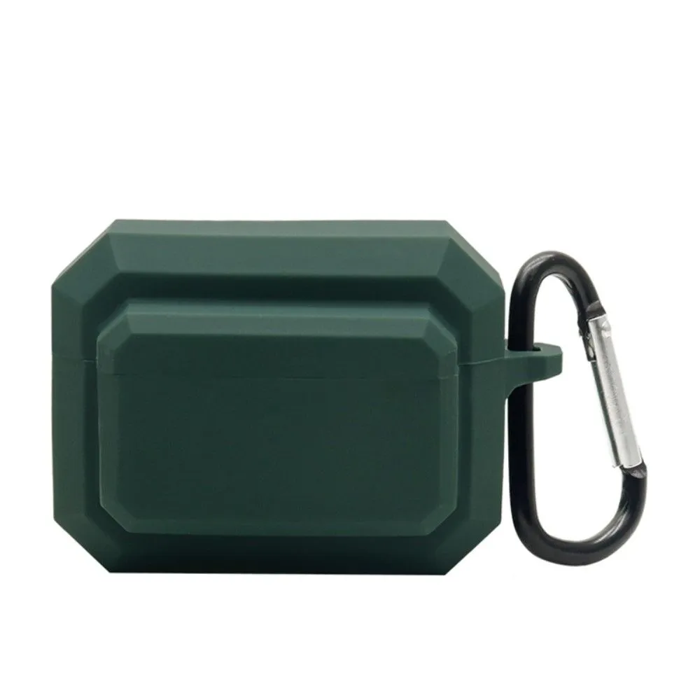 3-in-1 AirPods Pro silicone case with ear tip   carabiner - Blackish Green
