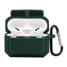 3-in-1 AirPods Pro silicone case with ear tip   carabiner - Blackish Green