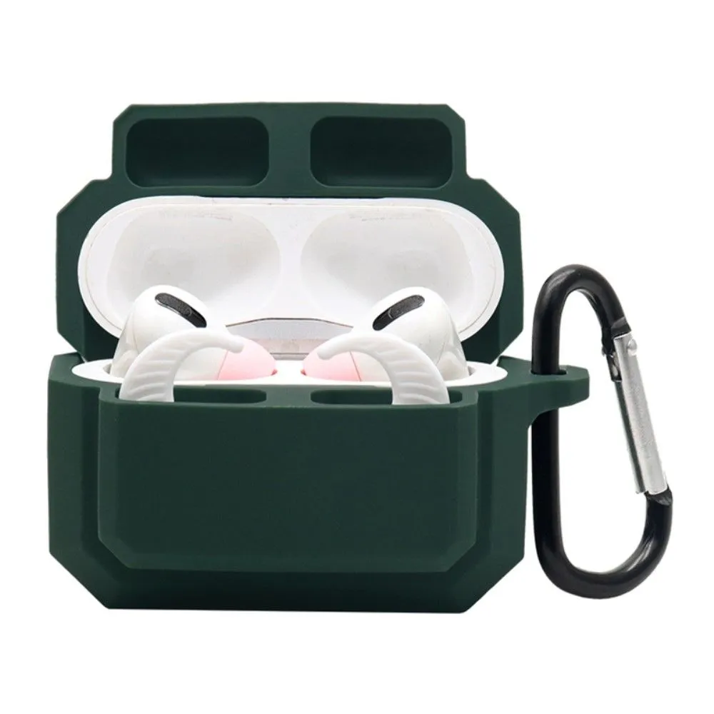 3-in-1 AirPods Pro silicone case with ear tip   carabiner - Blackish Green