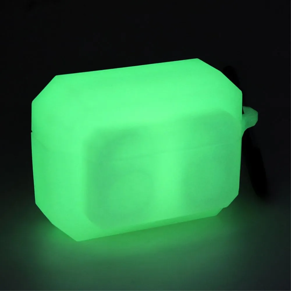 3-in-1 AirPods Pro silicone case with ear tip   carabiner - Luminous Green