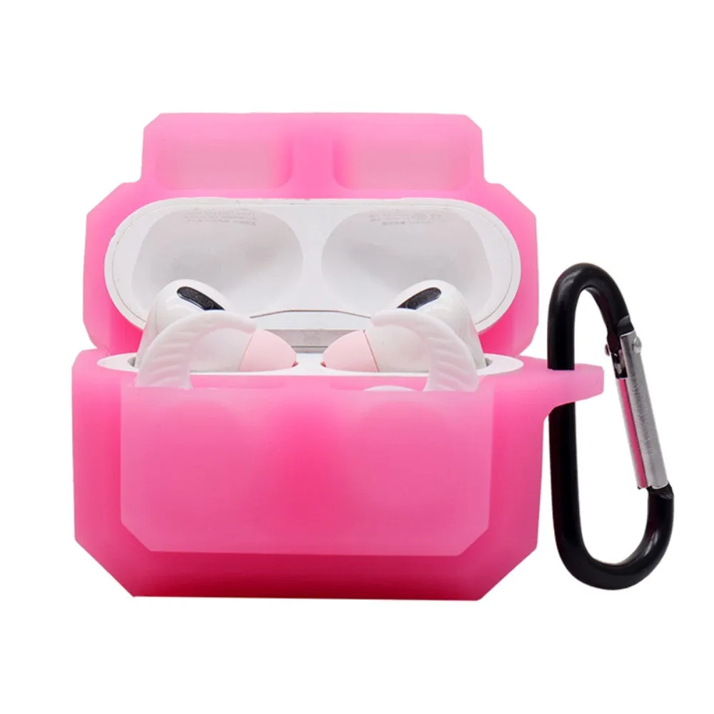 3-in-1 AirPods Pro silicone case with ear tip   carabiner - Luminous Pink