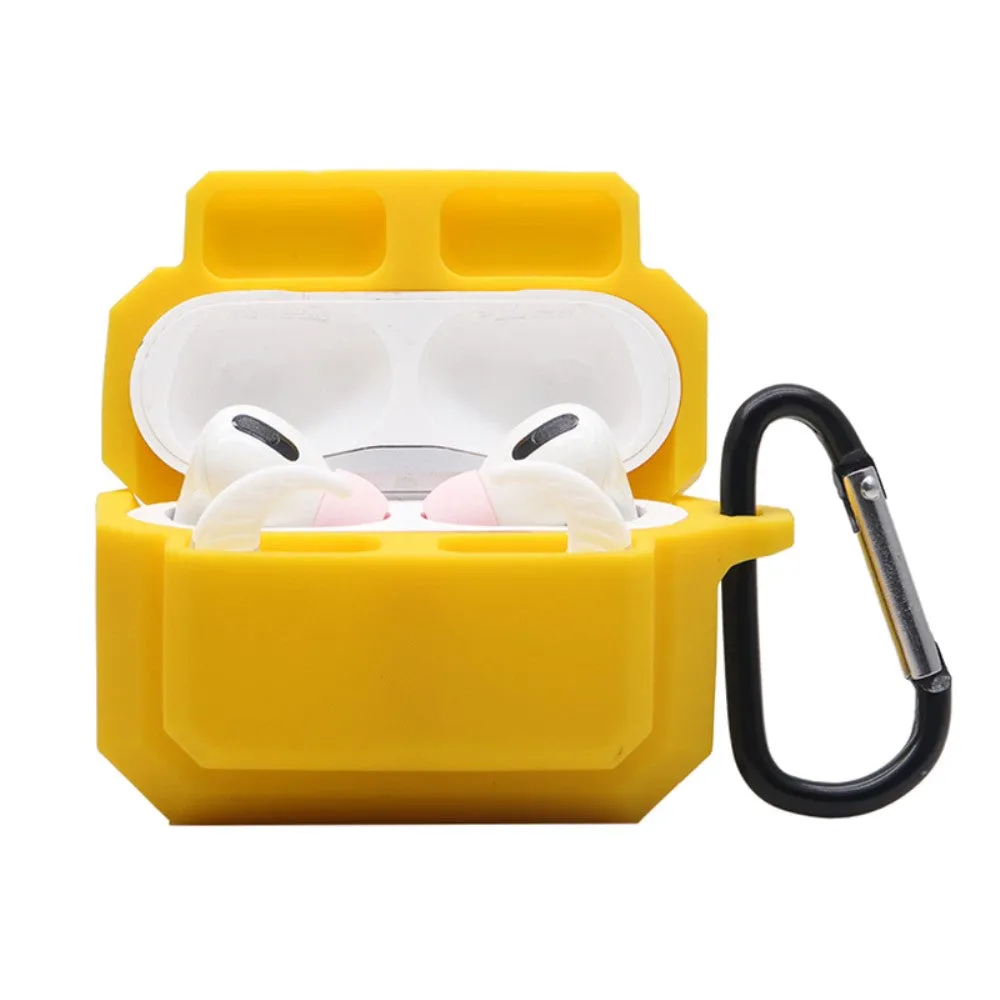 3-in-1 AirPods Pro silicone case with ear tip   carabiner - Yellow