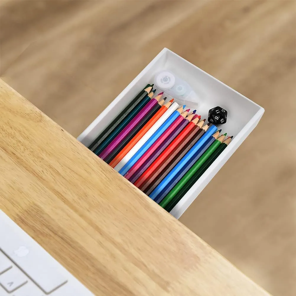 4 Pcs Hidden Grey and White Under Desk Drawer Organizer