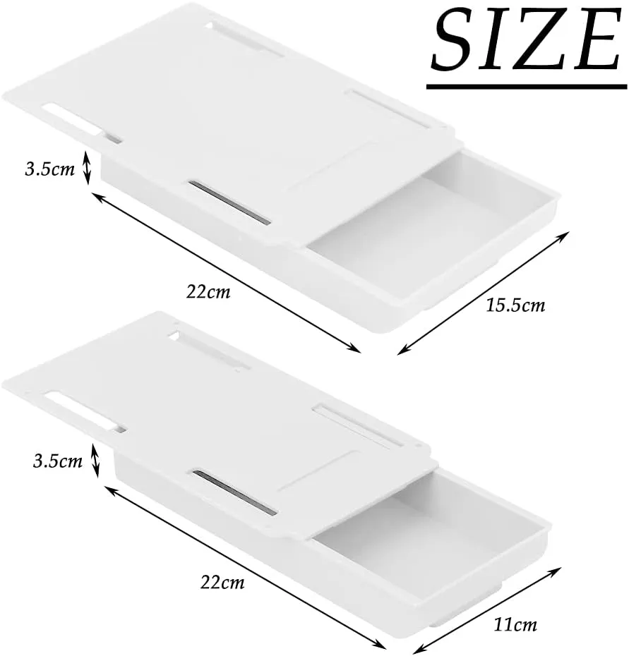4 Pcs Hidden Grey and White Under Desk Drawer Organizer