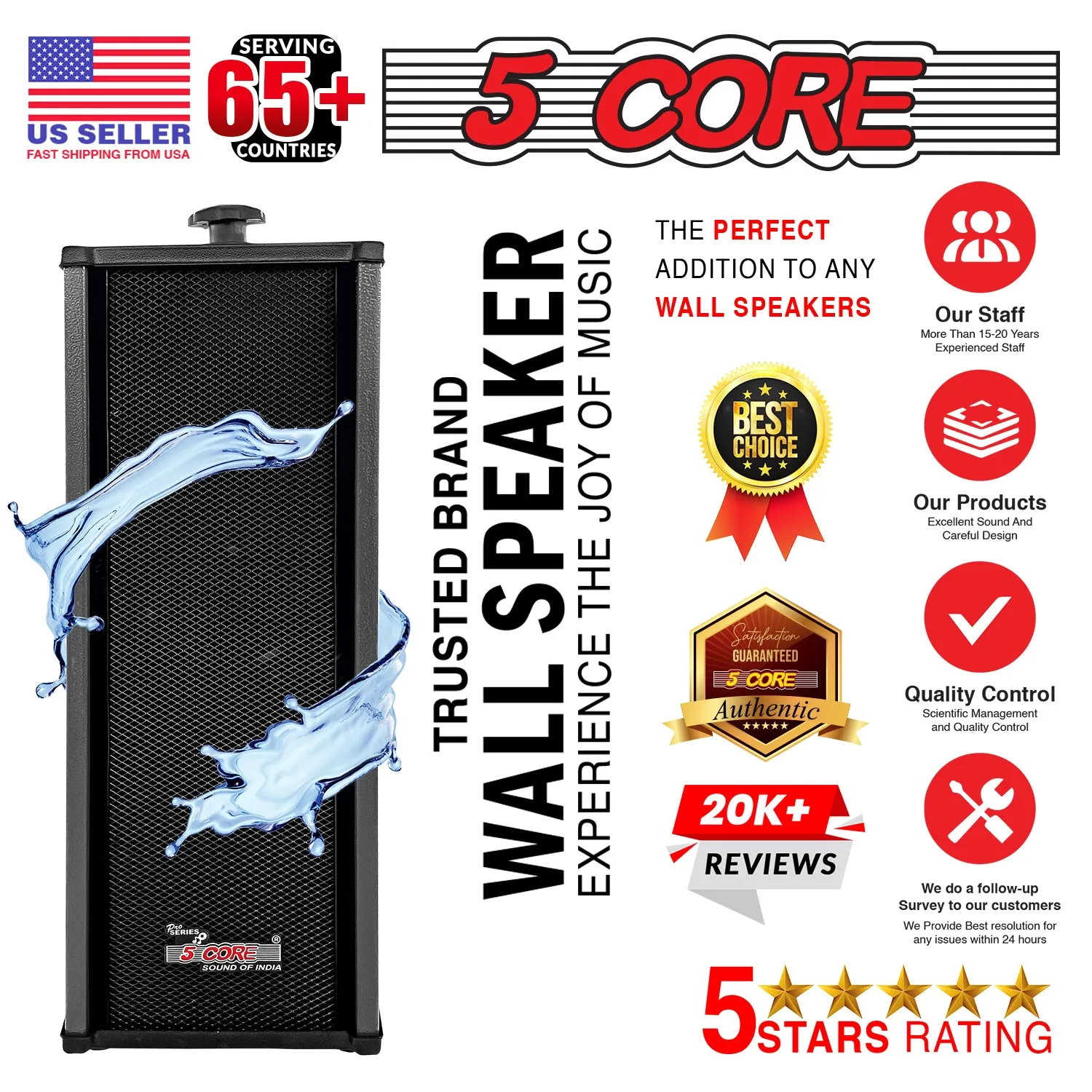 5Core Outdoor Speakers Stereo In Wall 100W Peak Passive Home Audio System