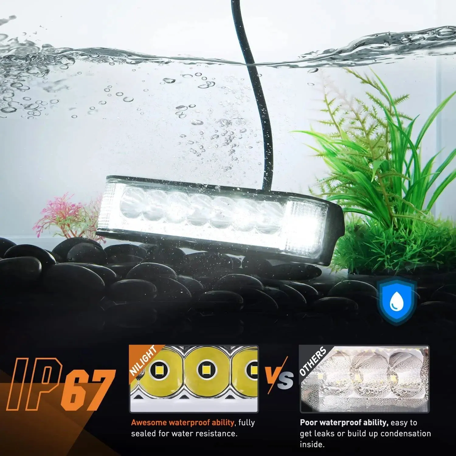 6.5 Inch 20W 2089LM Side Shooter DRL Spot Flood LED Light Bars (Pair) | 16AWG DT Wire
