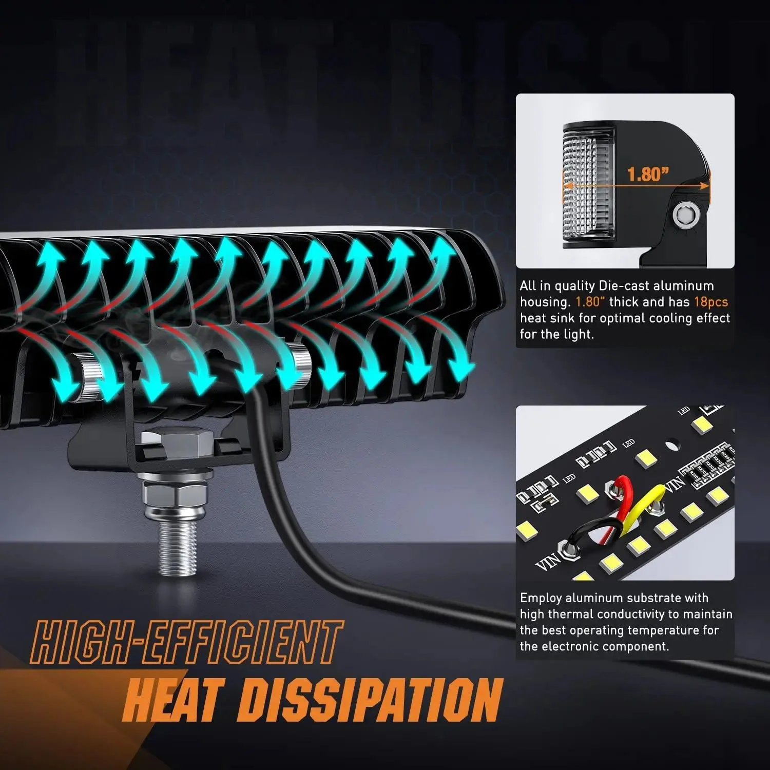 6.5 Inch 20W 2089LM Side Shooter DRL Spot Flood LED Light Bars (Pair) | 16AWG DT Wire