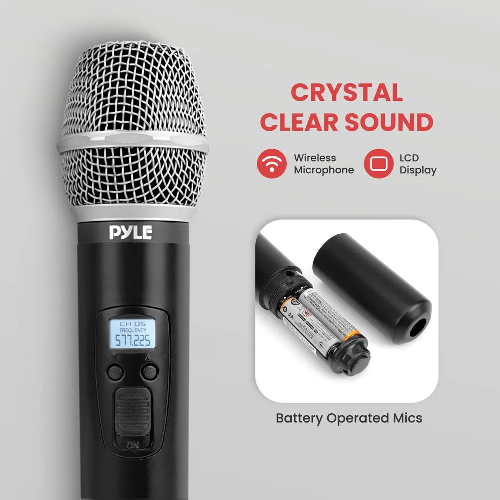 8-Channel Uhf Wireless Microphone & Receiver System, Includes (8) Handheld Wireless Mics