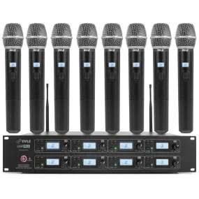 8-Channel Uhf Wireless Microphone & Receiver System, Includes (8) Handheld Wireless Mics