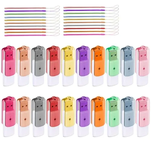 AGECASH 128GB Flash Drive USB 2.0 Thumb Drives 5 Pack with Landyard, Swivel ABS Plastic USB Key Memory Sticks Pendrive Zip Drive USB Drive 128GB USB Jump Drive, U Disk for Back to School & Office