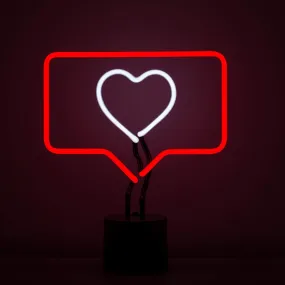 Amped & Co Fave Neon Desk Light, The Like Sign Symbol, Real Neon, Red Box Outline