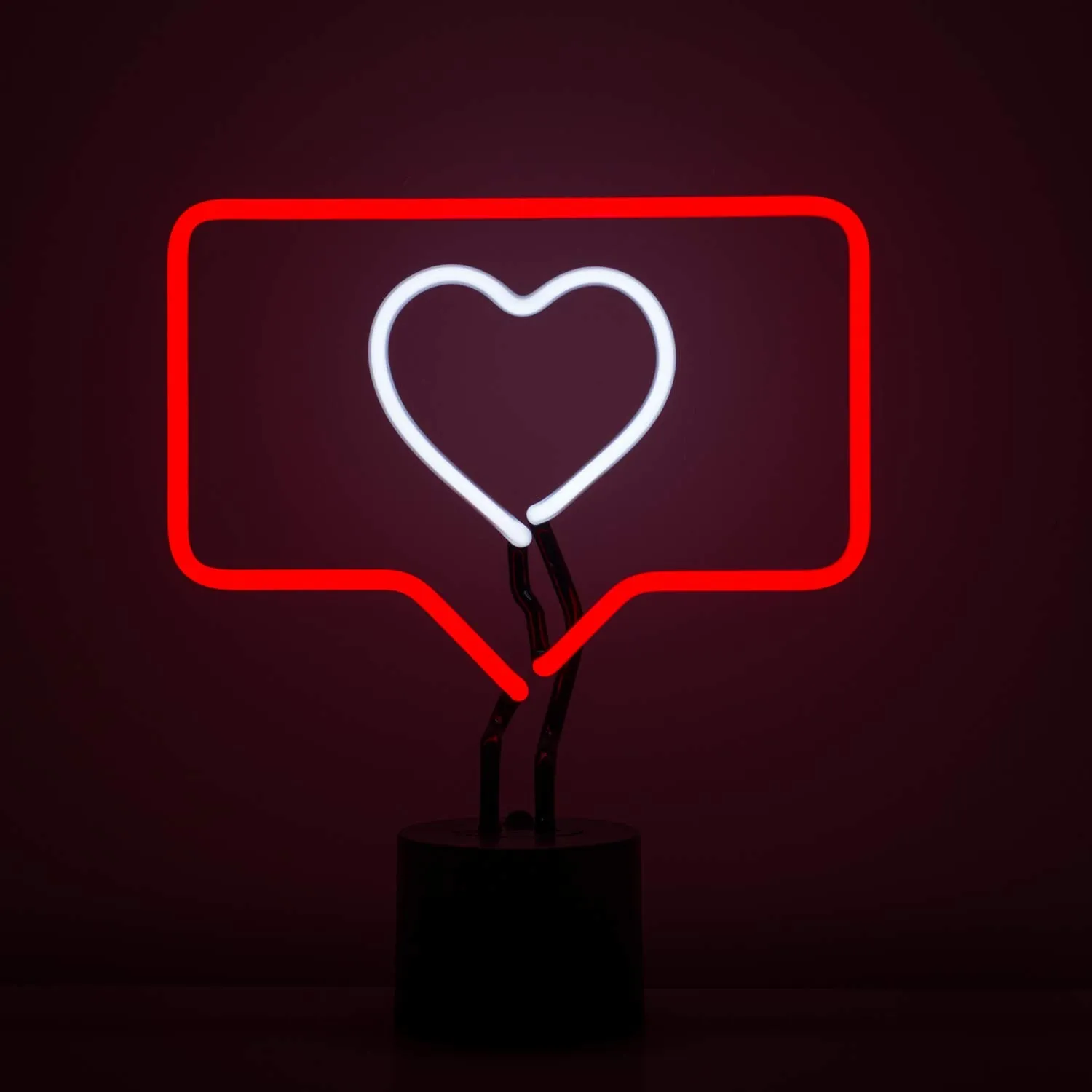 Amped & Co Fave Neon Desk Light, The Like Sign Symbol, Real Neon, Red Box Outline