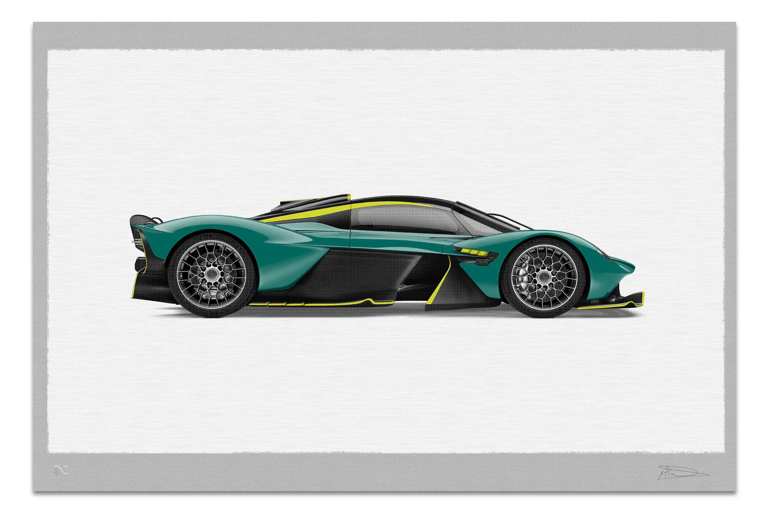 Aston Martin Valkyrie - 150cm Half Tone Flat Bed Print - Side View