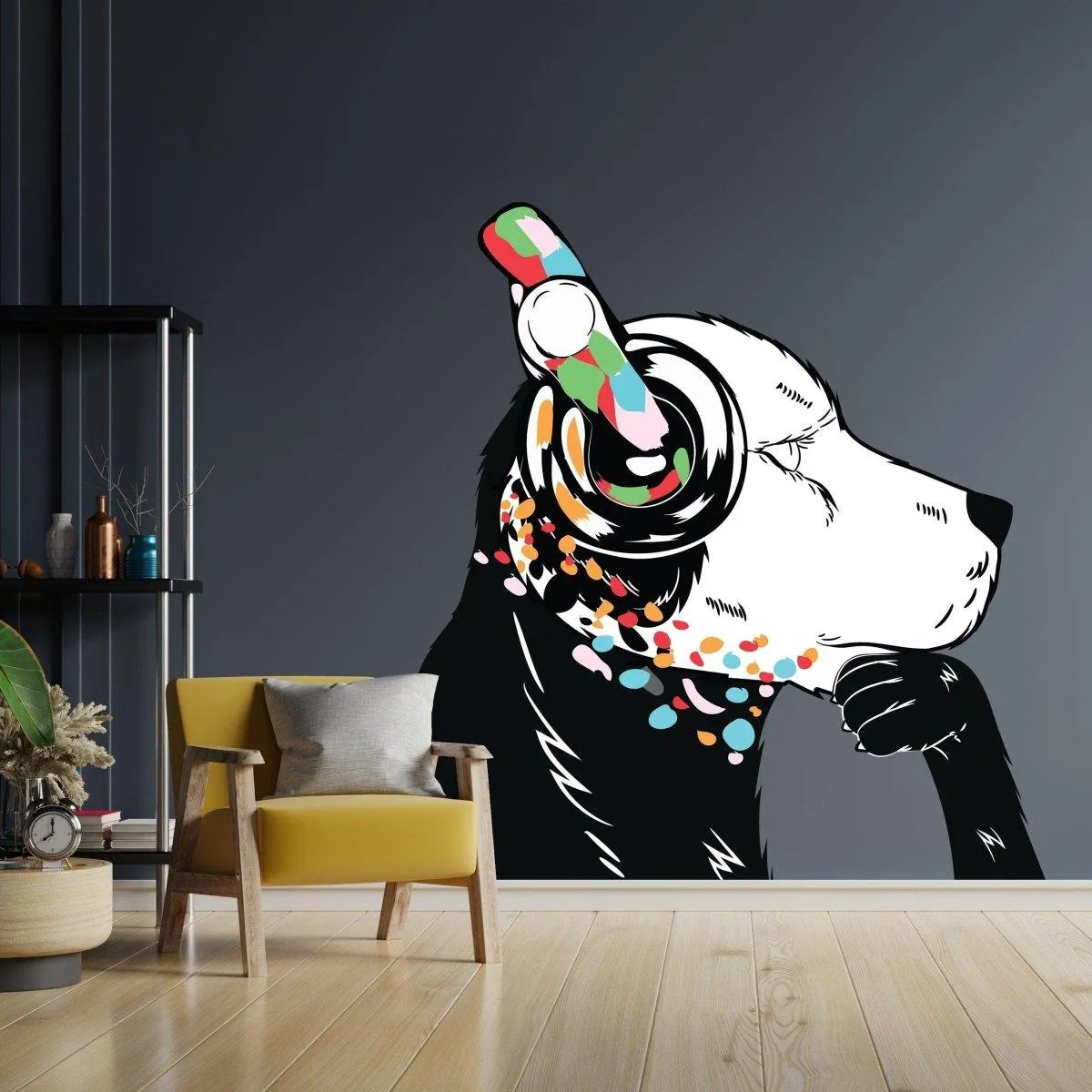 Banksy-Inspired Wall Decals, Canine Melody Wall Art Stickers, Modern Street Art Decor