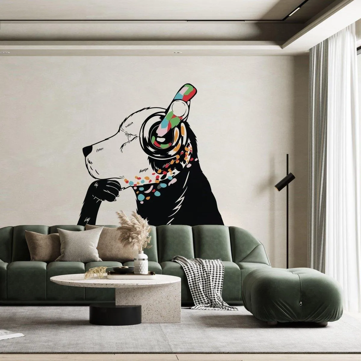 Banksy-Inspired Wall Decals, Canine Melody Wall Art Stickers, Modern Street Art Decor