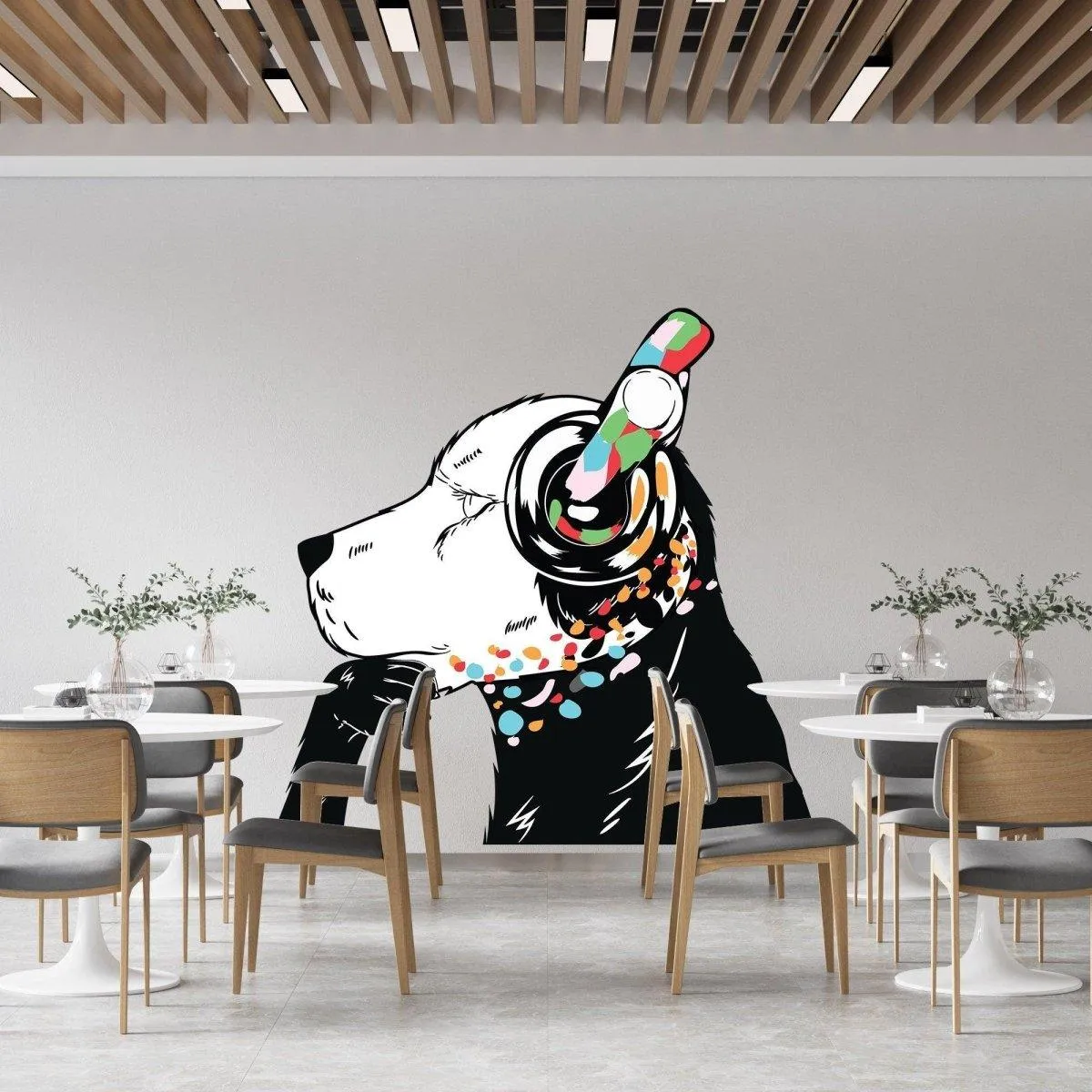 Banksy-Inspired Wall Decals, Canine Melody Wall Art Stickers, Modern Street Art Decor