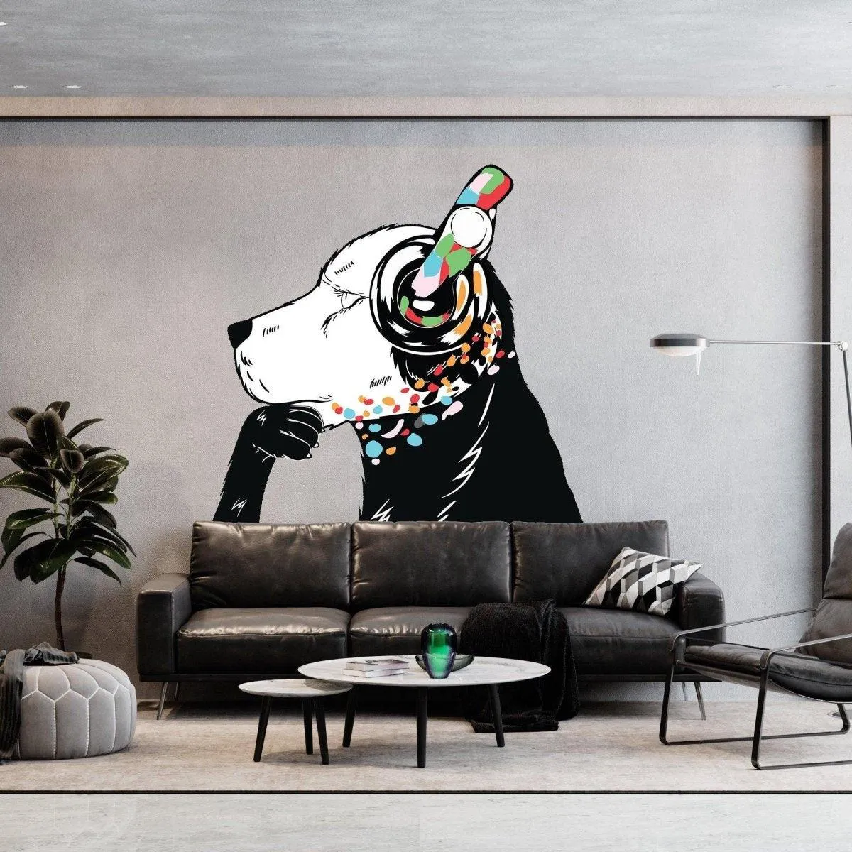 Banksy-Inspired Wall Decals, Canine Melody Wall Art Stickers, Modern Street Art Decor