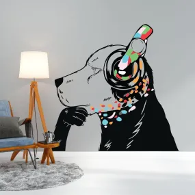 Banksy-Inspired Wall Decals, Canine Melody Wall Art Stickers, Modern Street Art Decor