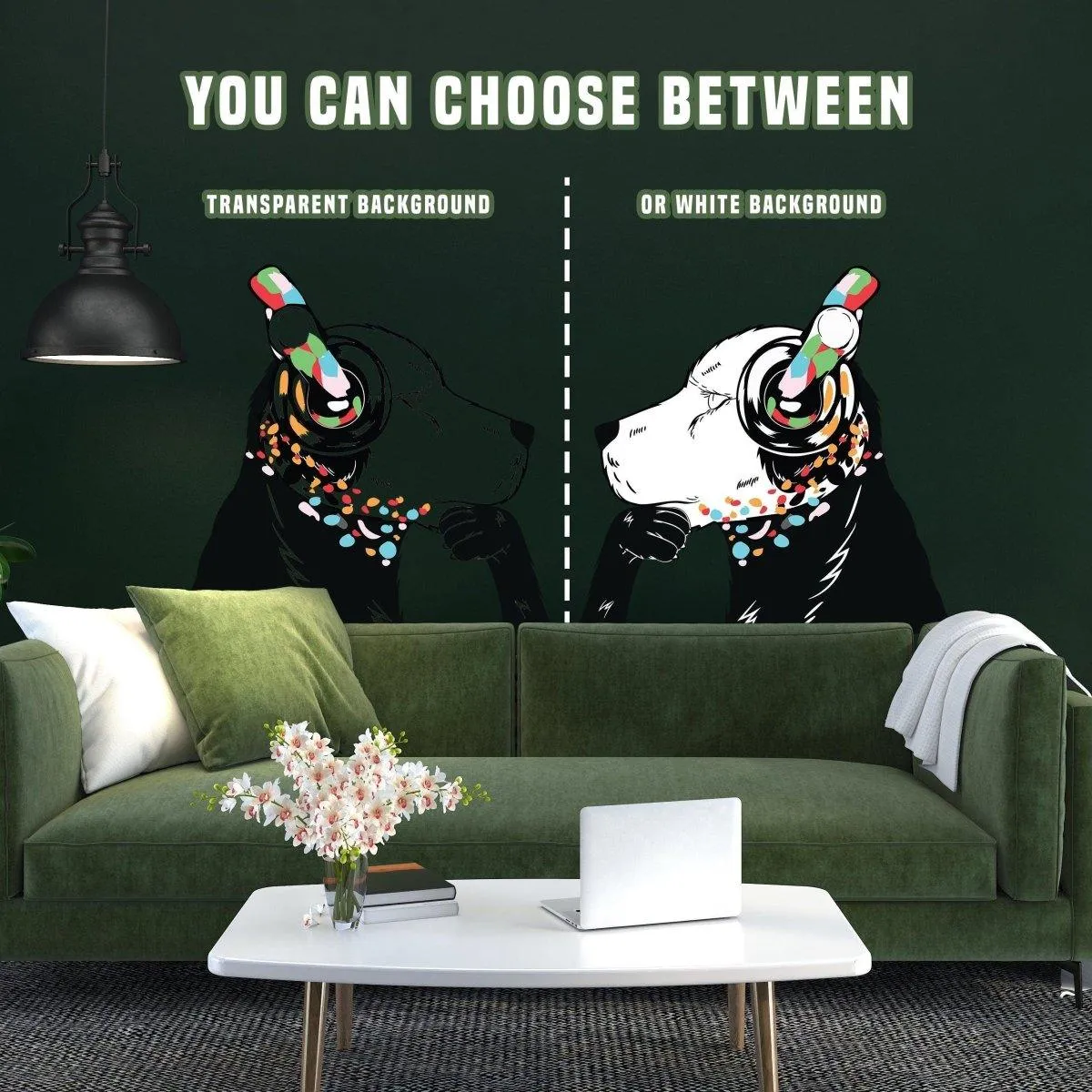 Banksy-Inspired Wall Decals, Canine Melody Wall Art Stickers, Modern Street Art Decor