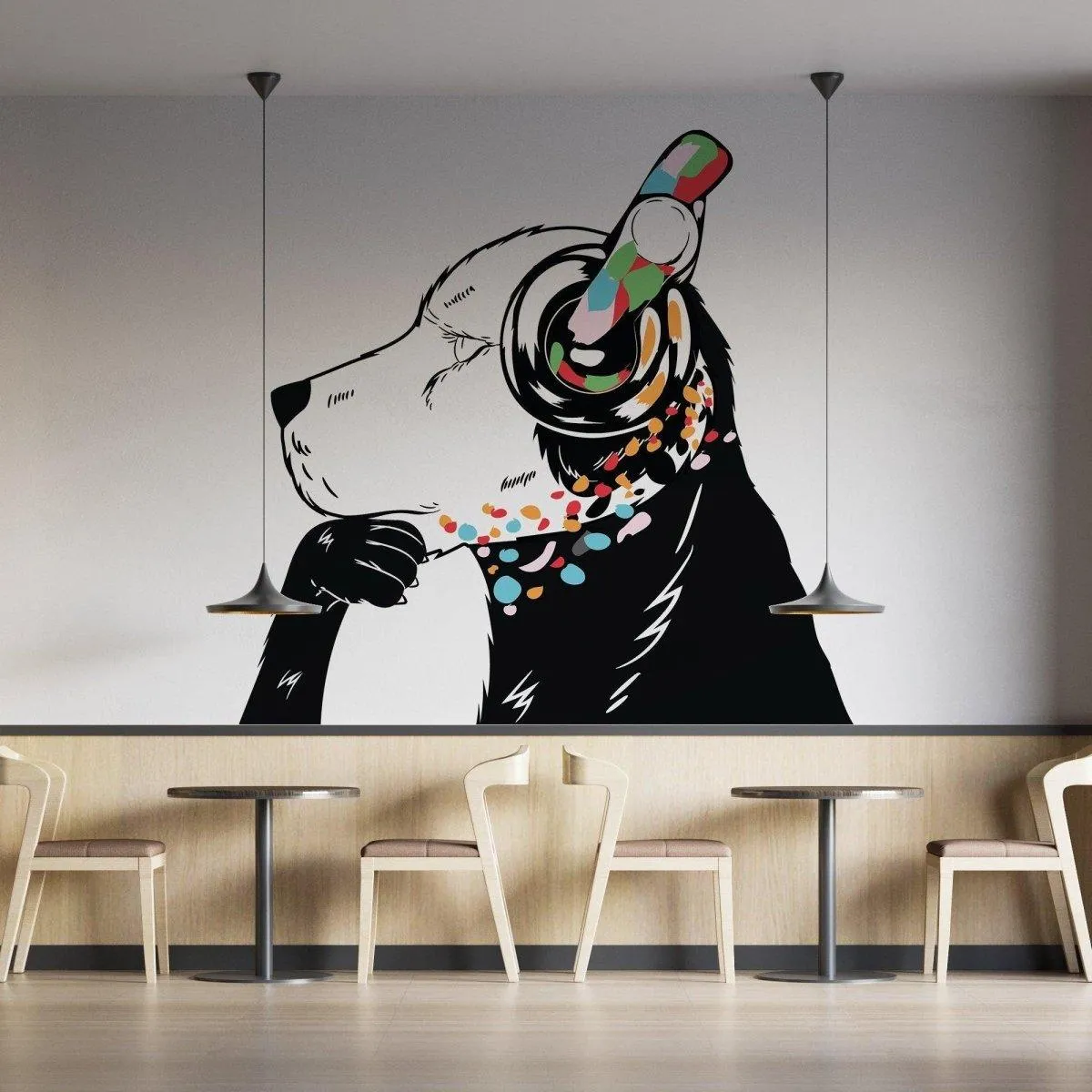Banksy-Inspired Wall Decals, Canine Melody Wall Art Stickers, Modern Street Art Decor