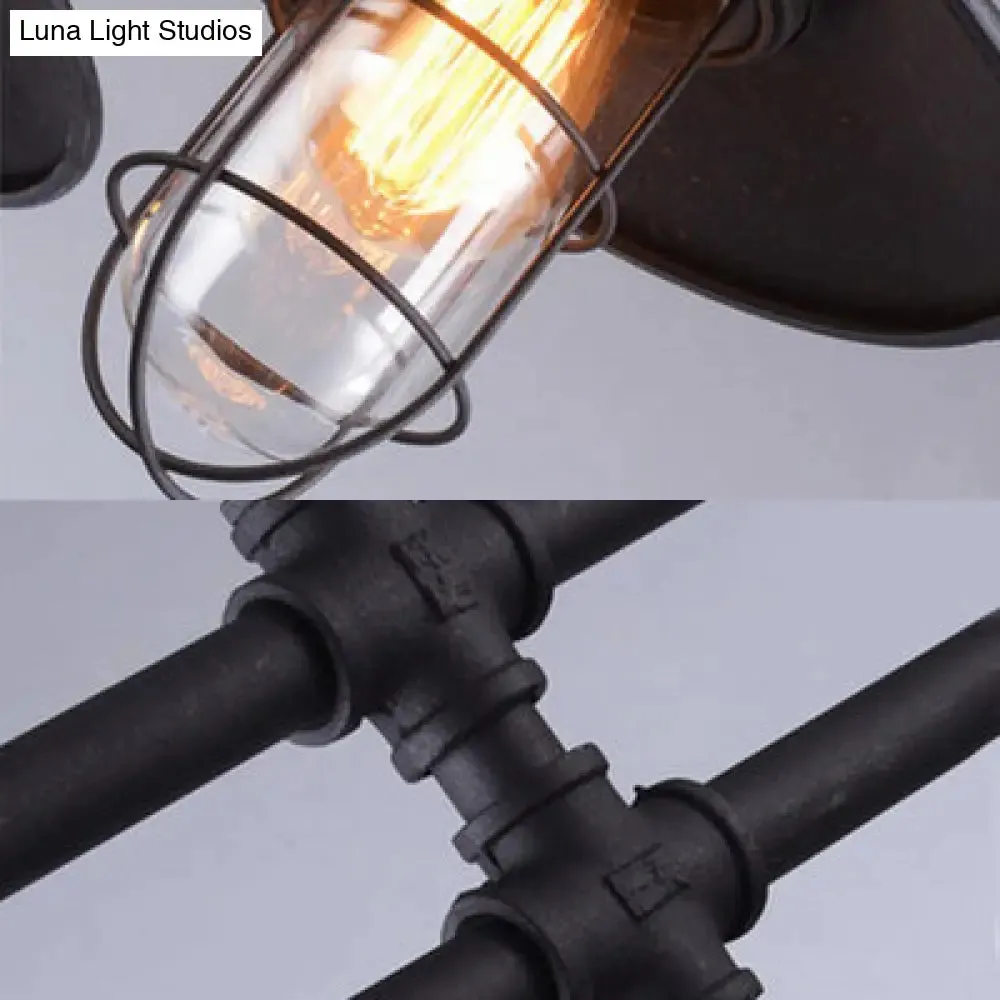 Black Metal Nautical Island Pendant Light with Flared Shade and 2 Lights - Perfect for Bars