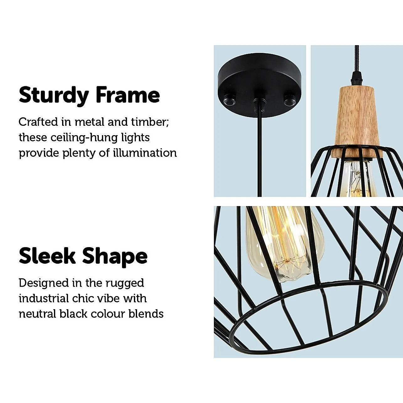 Black Wood Pendant Light Bar Lamp Kitchen Lighting Modern Ceiling
