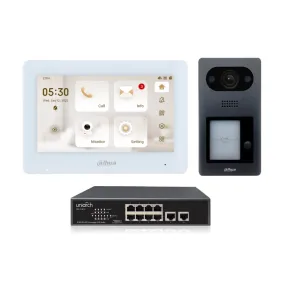 Dahua Intercom Kit, Outdoor Station with Mifare Card Reader and White 7-inch Touch Screen, KIT-DHI-7INWHT3211D-P