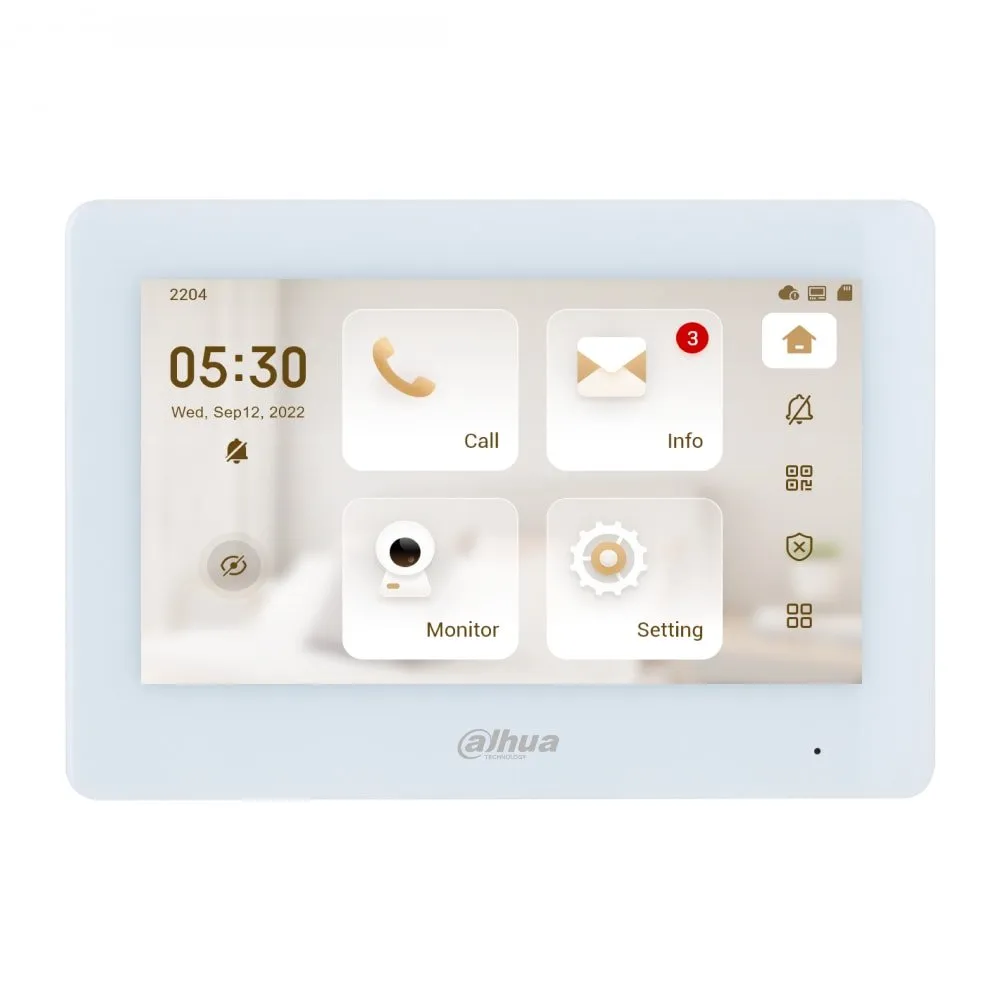 Dahua Intercom Kit, White 7-inch Touch Screen Monitor and Black Outdoor Station, KIT-DHI-7INWHT2101E-P