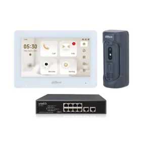 Dahua Intercom Kit, White 7-inch Touch Screen Monitor and Black Outdoor Station, KIT-DHI-7INWHT2101E-P