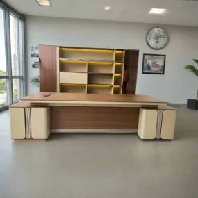 Executive Office Desk & Bookshelf