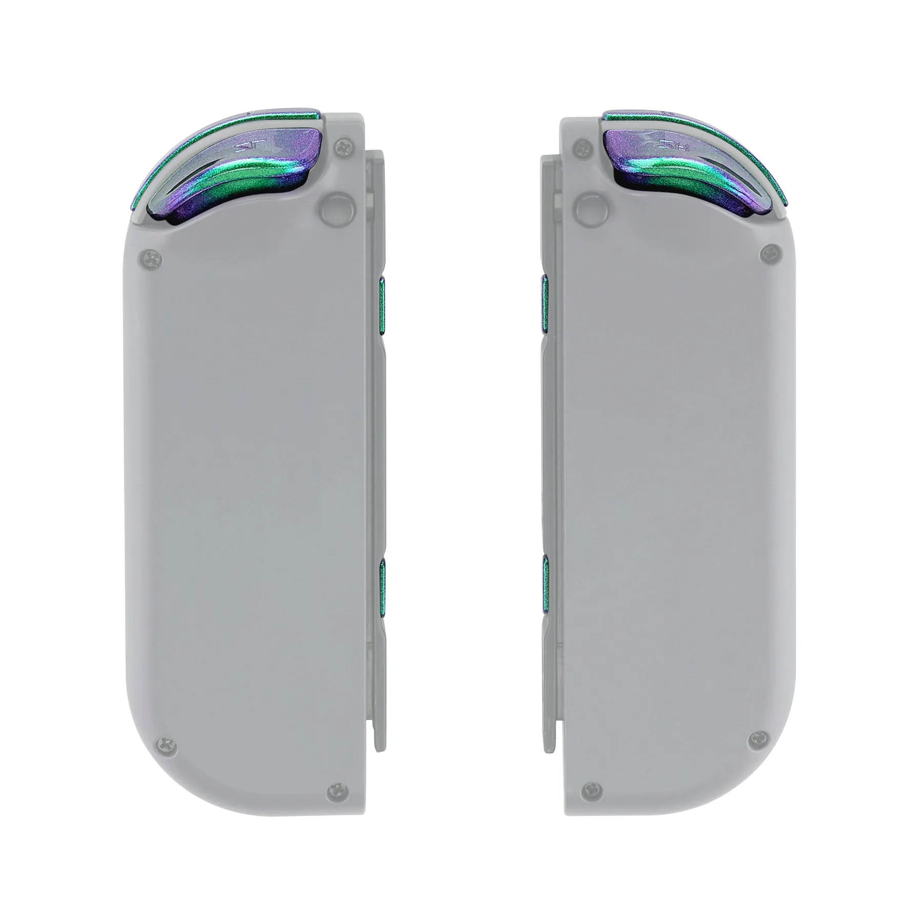 eXtremeRate Chameleon Green Purple Replacement ABXY Direction Keys SR SL L R ZR ZL Trigger Buttons Springs, Full Set Buttons Repair Kits with Tools for NS Switch JoyCon & OLED JoyCon - JoyCon Shell NOT Included - AJ210