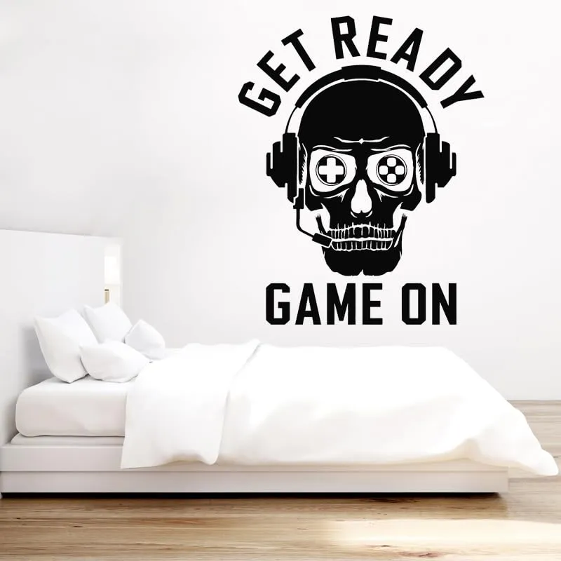 GADGETS WRAP Wall Decal Vinyl Sticker Game Wall Sticker Skull Headphones for Office Home Wall Decoration