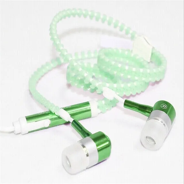 Glow In The Dark Zipper Mic Earphones