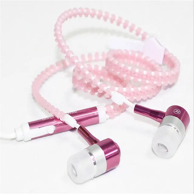 Glow In The Dark Zipper Mic Earphones
