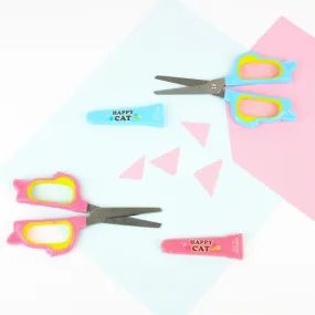 Happy Cat Hand Held Scissors - Pink and Blue