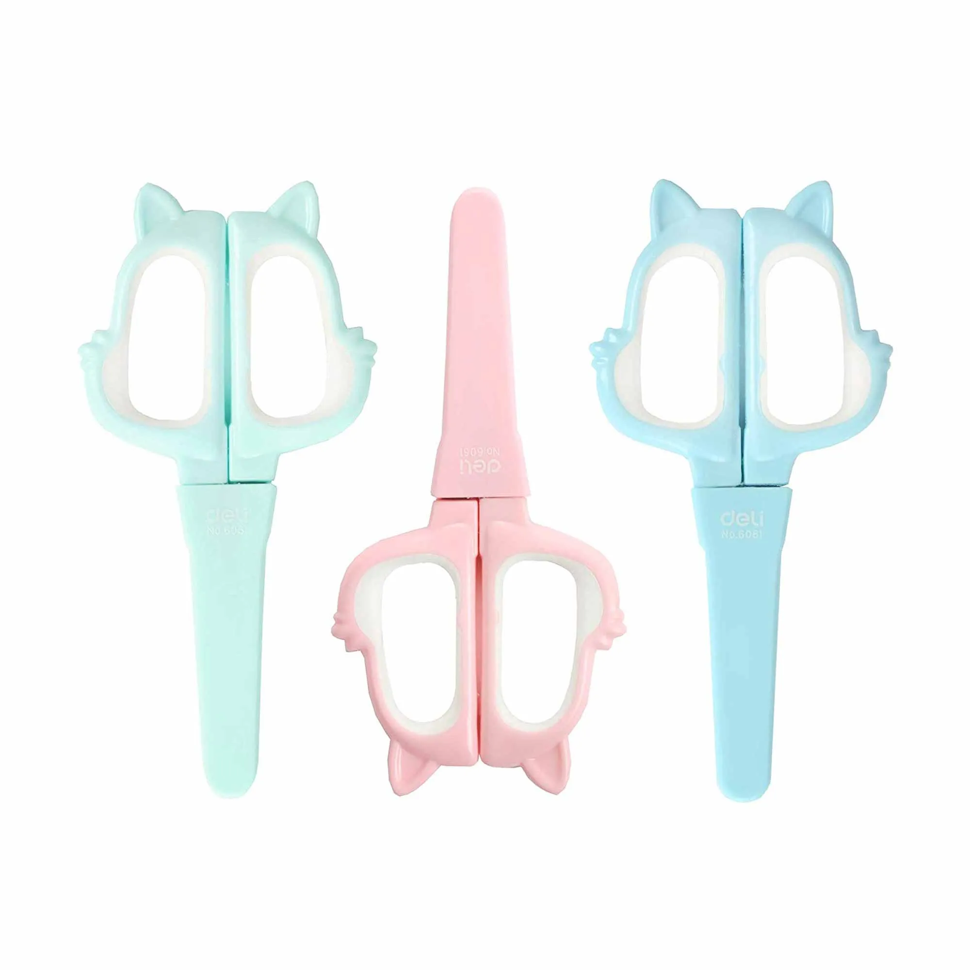 Happy Cat Hand Held Scissors - Pink, Blue, and Green