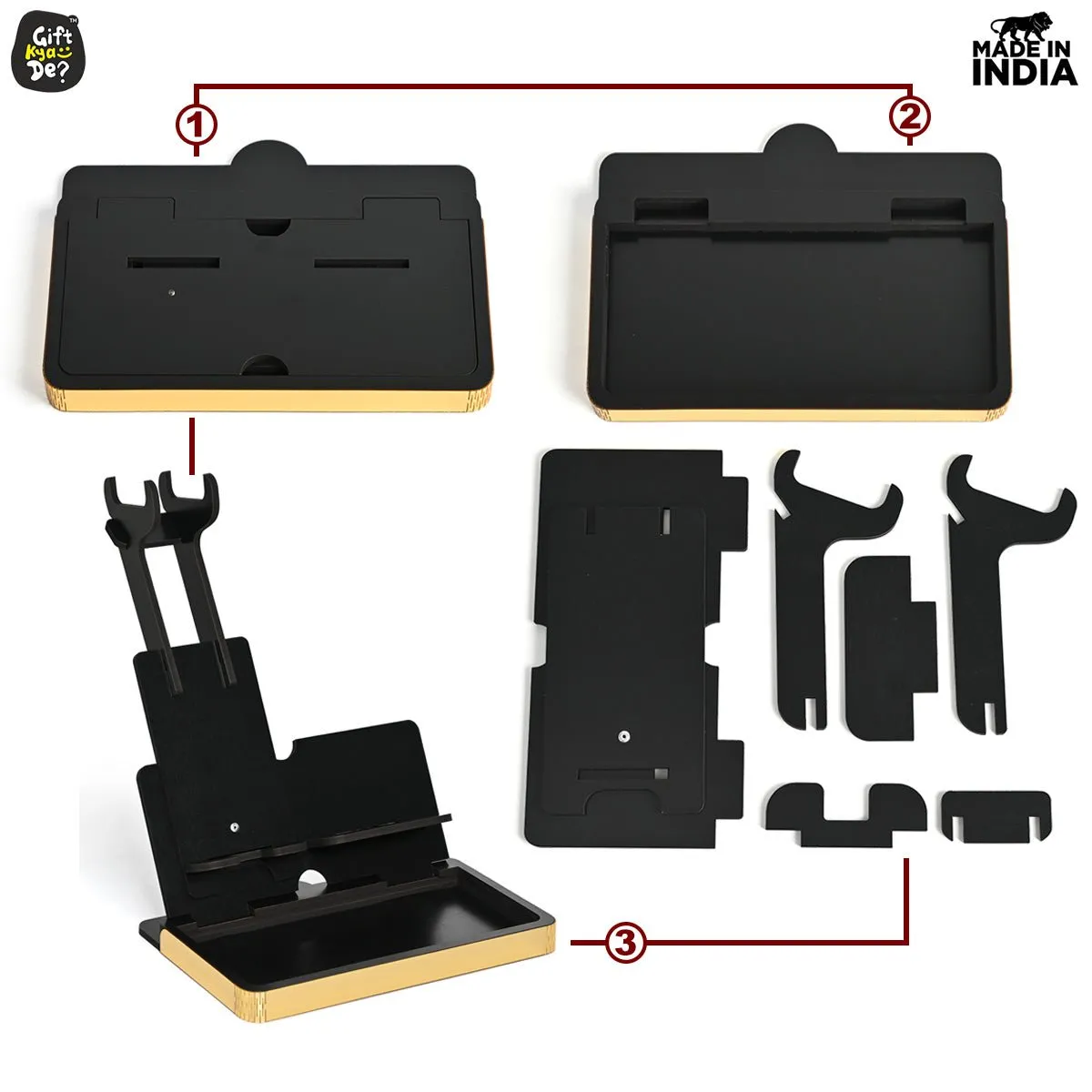 Headphone Holder for Gamers Music Lovers, Portable Desk Organizer with Mobile Phone Stand Compatible with All Headphones Size