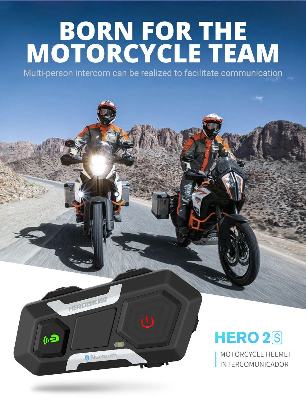 HEROBIKER Motorcycle Intercom Waterproof 1200M Bluetooth Intercom Helmet Headset Moto Headset Wireless Headset Interphone