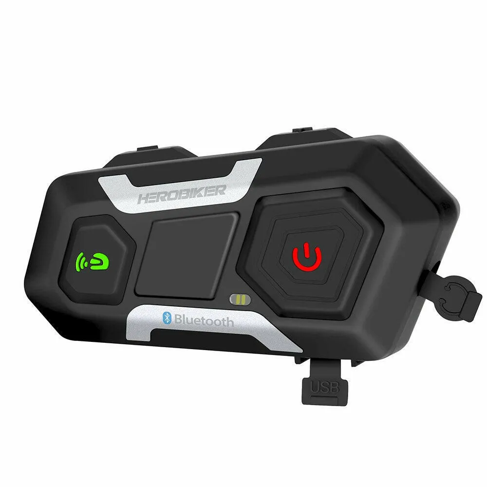 HEROBIKER Motorcycle Intercom Waterproof 1200M Bluetooth Intercom Helmet Headset Moto Headset Wireless Headset Interphone
