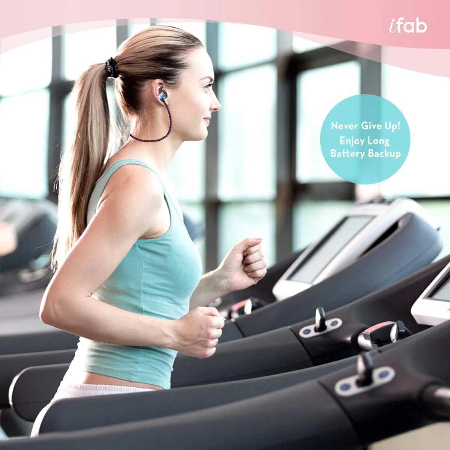 iFab Wireless Neckband Earbuds with Microphone and Control Buttons