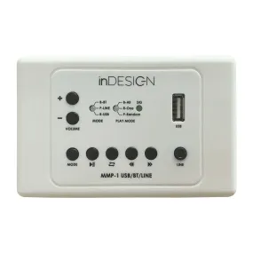 inDESIGN Multimedia Player Wall Plate. USB and Bluetooth playback. 3.5mm and balanced LINE in/out
