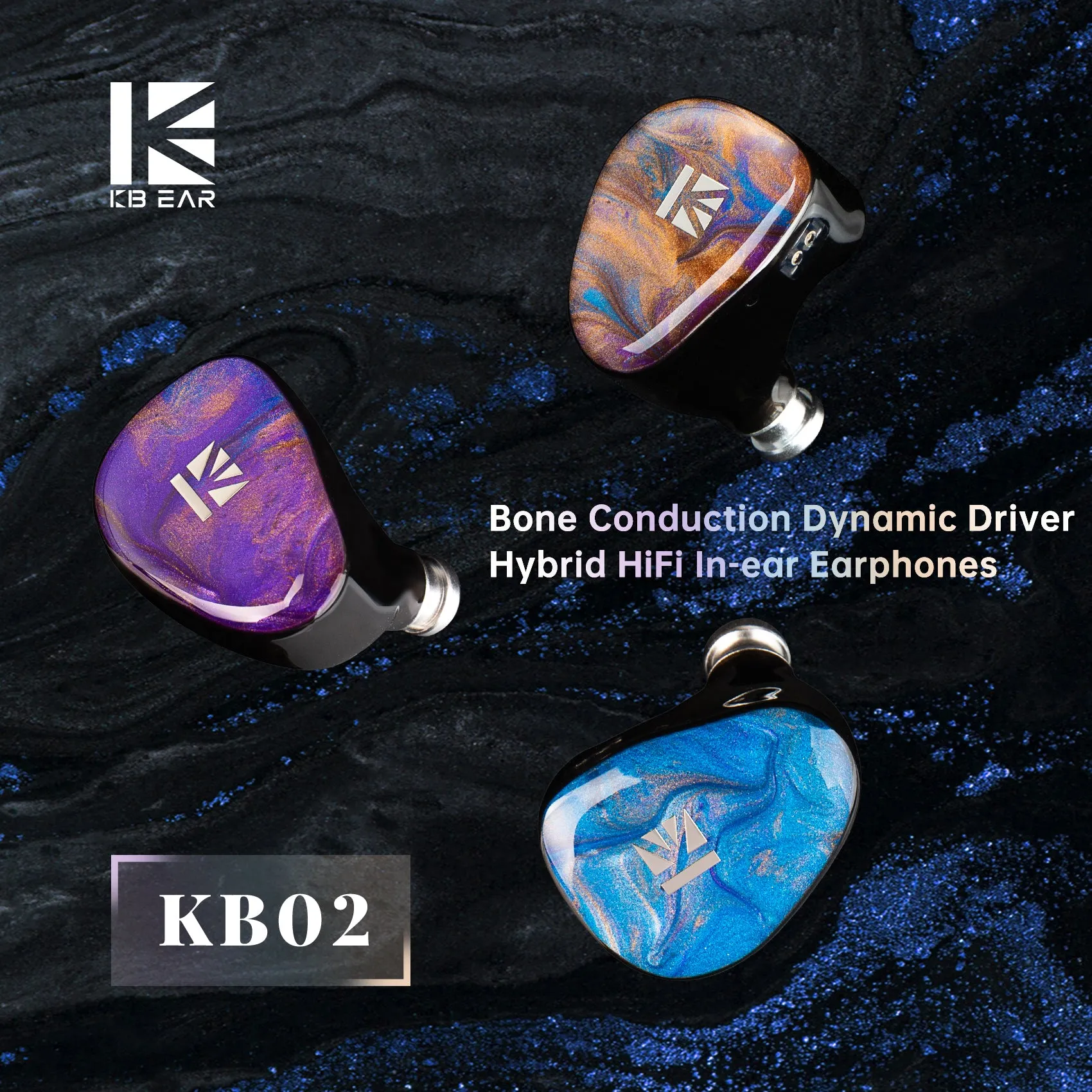 【KBEAR KB02】 Best Bass In-ear Earphones Beryllium Dynamic Driver Hybrid HiFi Elastic-piece Type Bone Conduction Best IEM Headphones for singers