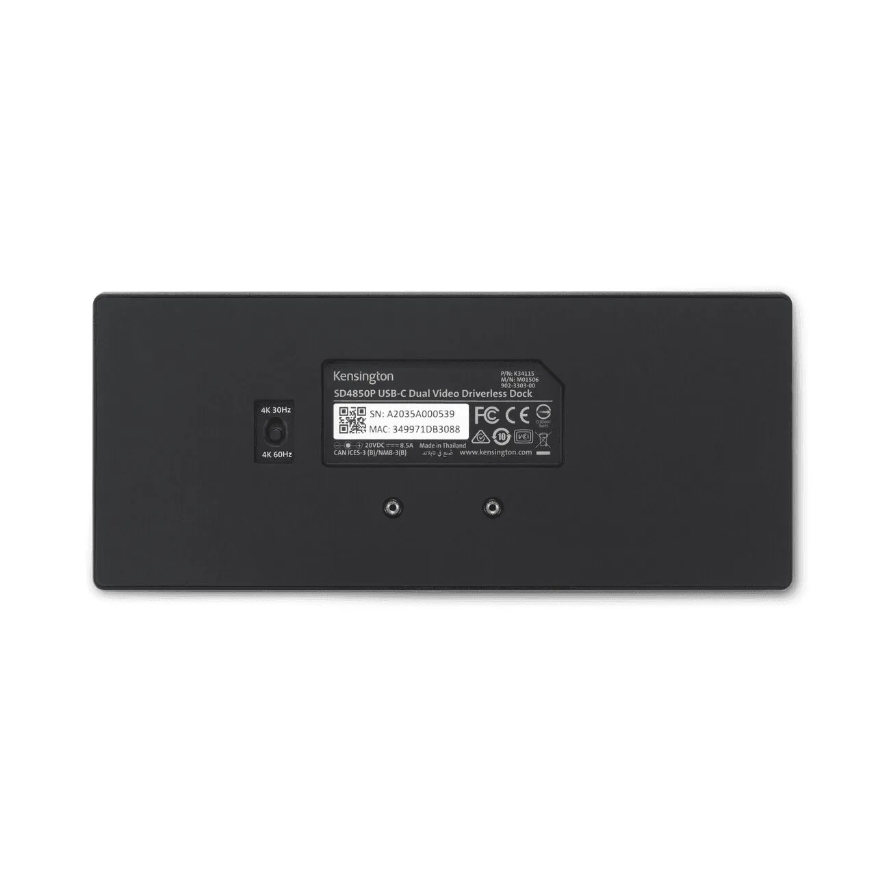 Kensington Docking Station SD4850P USB-C 10Gbps Triple Video Driverless 100W PD Black