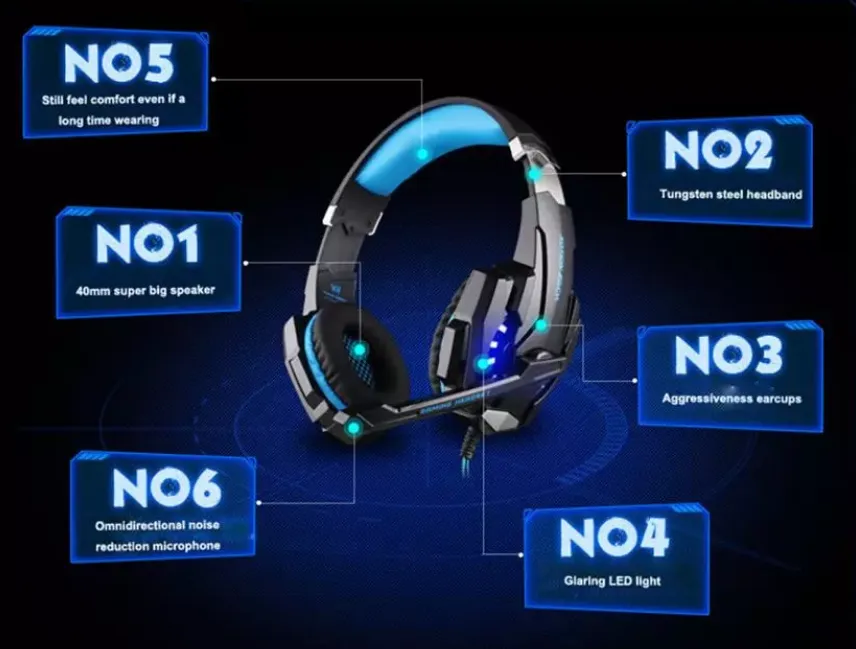 Kotion G9000 Wired Noise Cancelling Surround Sound Gaming Headset with LED Light